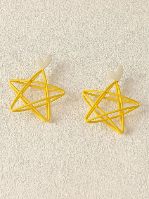Yellow [ear acupuncture] Brass Enamel Star Minimalist Clip Trend Korean Fashion Earring